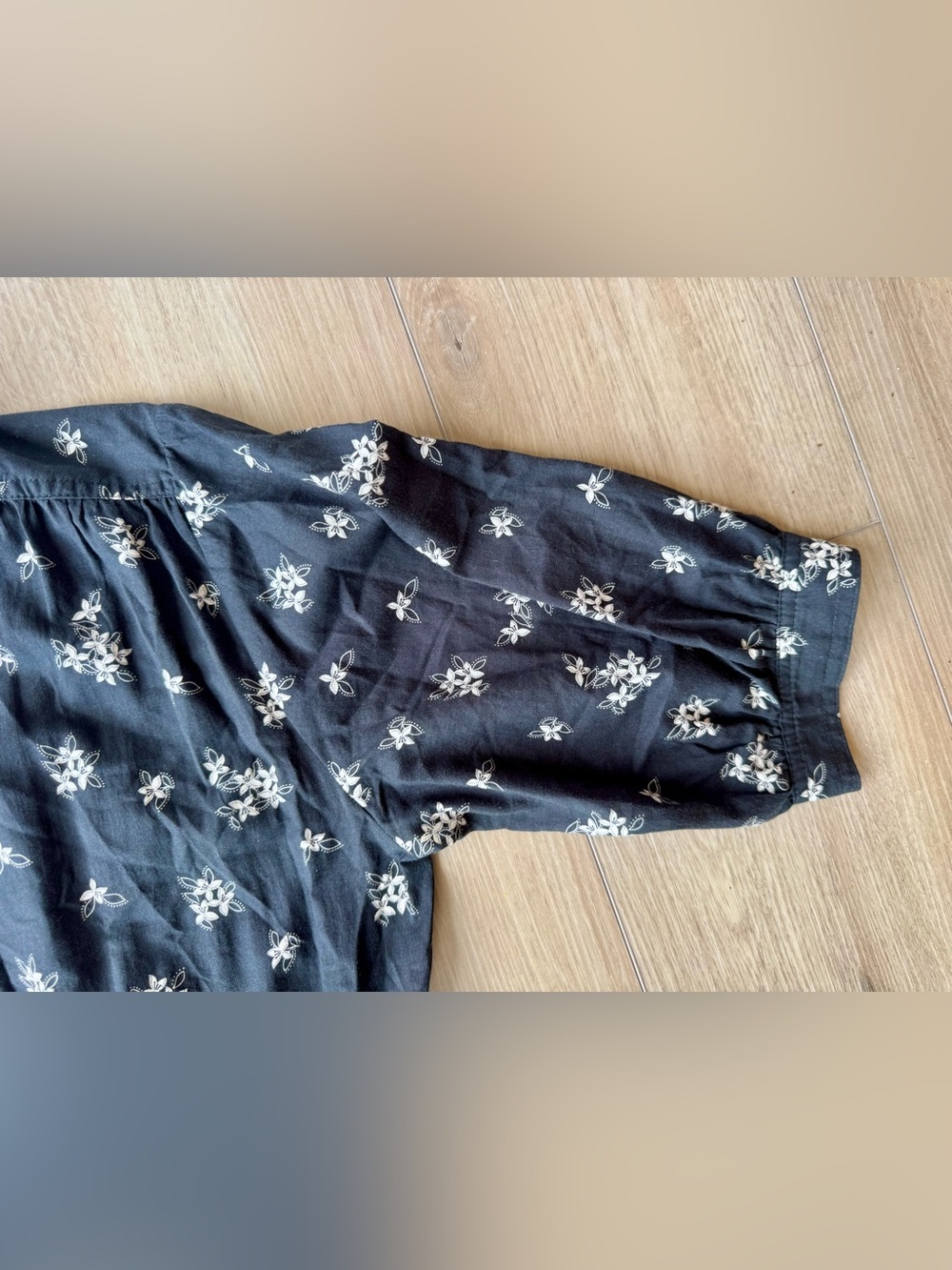 Warm NYC Montessori Dress Black Floral sz 2(6-8US) Cotton Button Front Midi EUC - Picture 12 of 16